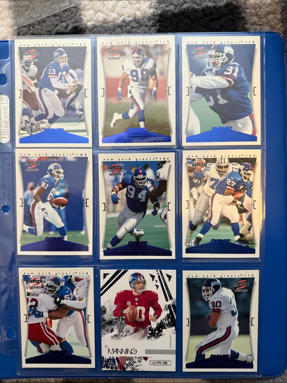 New York Giants Football Card Lot - Blue & White